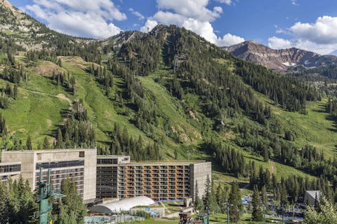 The Cliff Lodge and Snowbird showcasing Snowbird's mountain wedding venues.